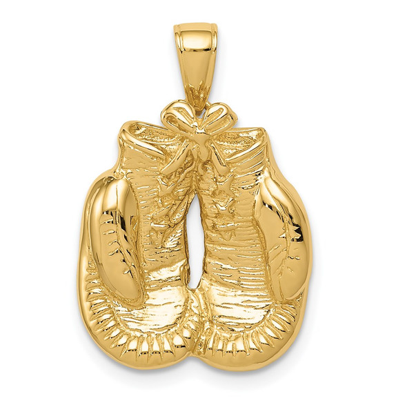 14k Yellow Gold Solid Polished Open-Backed Boxing Gloves Pendant C2643