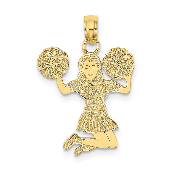 10k Yellow Gold Cheerleader Jumping With Pom-Poms Pendant