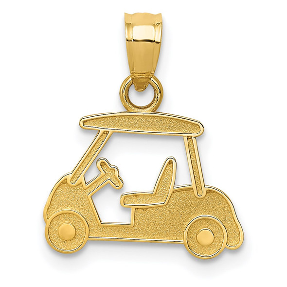 14k Yellow Gold Golf Cart Pendant