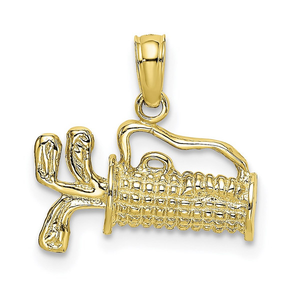 10k Yellow Gold Textured and Engraved Golf Bag Pendant