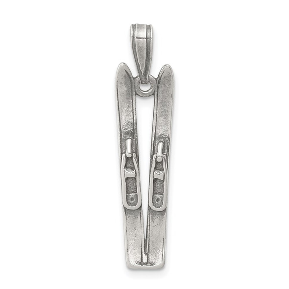 Sterling Silver Antiqued Skis Pendant