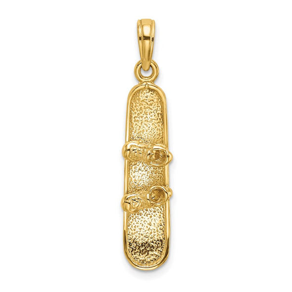 14k Yellow Gold Solid Polished 3-D Snowboard Pendant