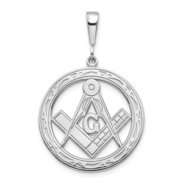 14K White Gold Large Masonic Pendant