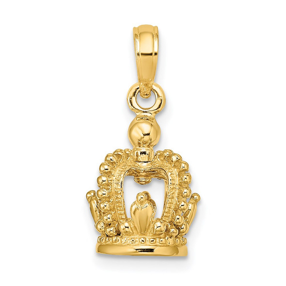 14k Yellow Gold 3-D Polished Crown Pendant