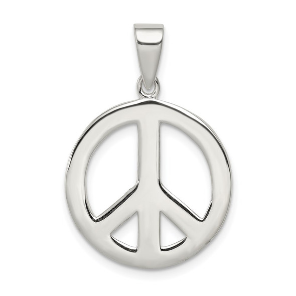 Sterling Silver Round Polished Peace Pendant