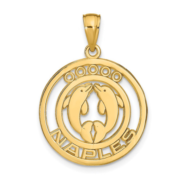 14k Yellow Gold Naples Dolphins Pendant