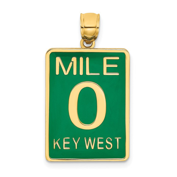 14k Yellow Gold Enamel Mile Marker 0/ Key West Pendant
