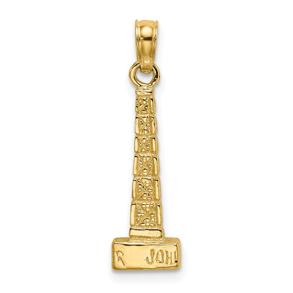 14k Yellow Gold 3-D John Hancock Building, Chicago Pendant