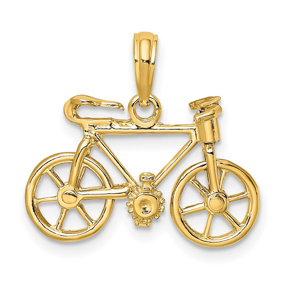 14k Yellow Gold 3-D Moveable Bicycle Pendant