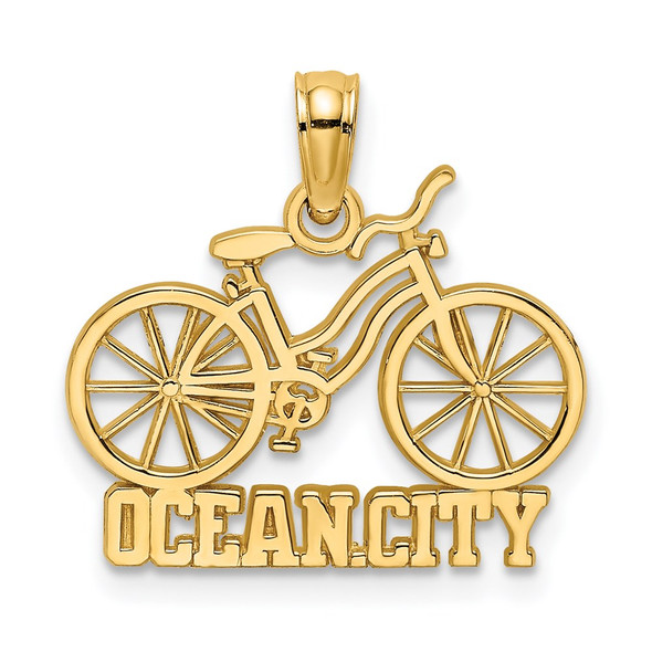 14k Yellow Gold Ocean City Under Bicycle Pendant