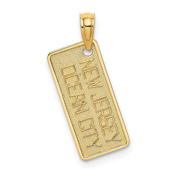 14k Yellow Gold Textured Small Ocean City, Nj License Plate Pendant
