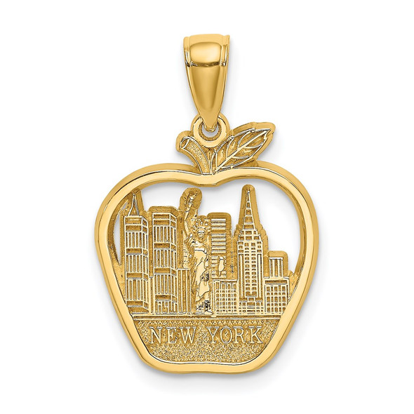 14k Yellow Gold NEW YORK City Skyline in Apple Pendant K8875