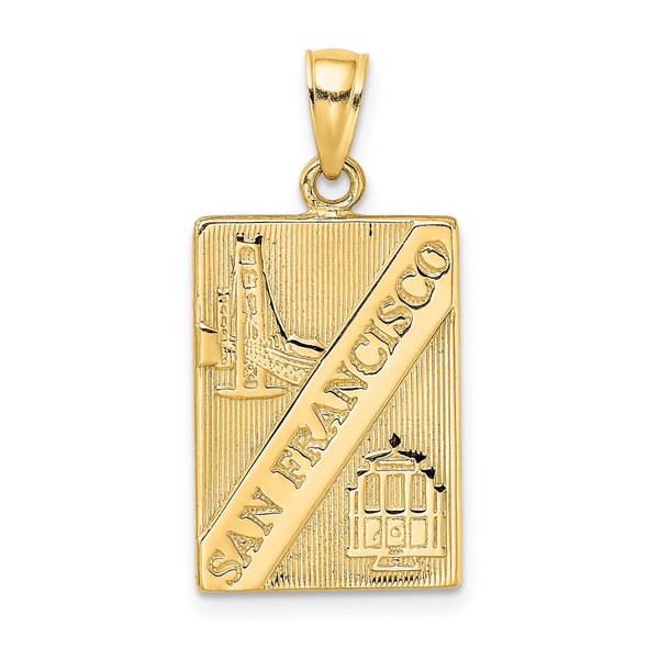 14k Yellow Gold San Francisco Disk 2 Sides Pendant