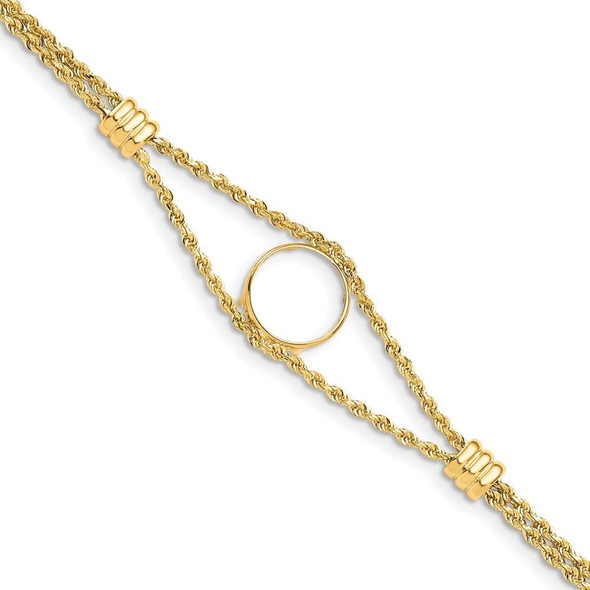 7.25" 14k Yellow Gold Rope Chain & 13mm Coin w/ 2 Stations Bracelet