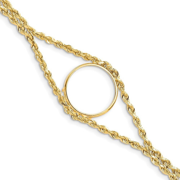 7.5" 14k Yellow Gold Double Rope 21.6mm Prong Coin Bracelet