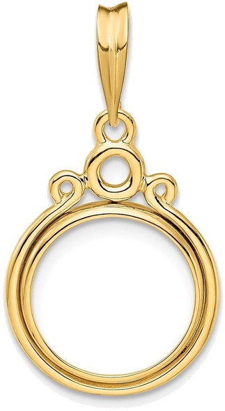 14k Yellow Gold Triple Circle Top 13mm Prong Coin Bezel Pendant