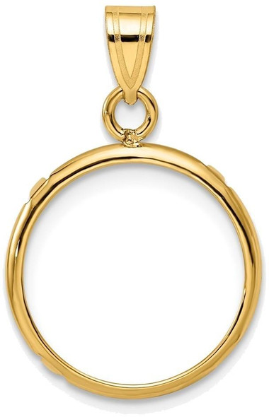 14k Yellow Gold 15mm Polished Prong Coin Bezel Pendant