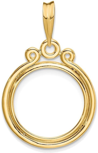 14k Yellow Gold Triple Circle Top 15mm Prong Coin Bezel Pendant