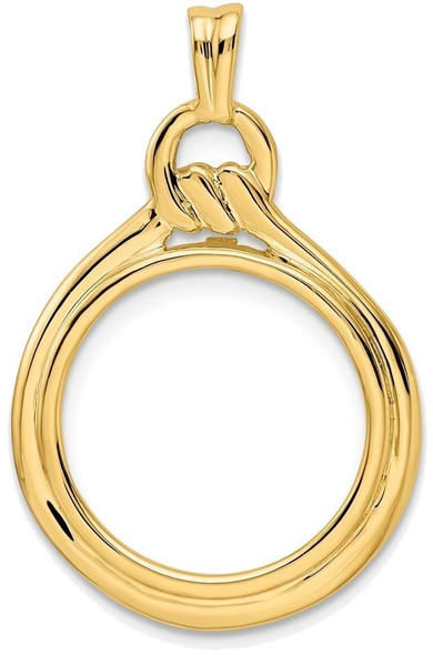 14k Yellow Gold 16.5mm Polished Loop & Knot Prong Coin Bezel Pendant