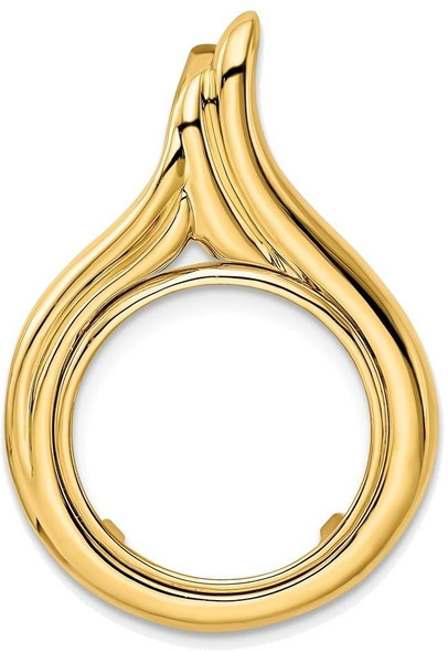 14k Yellow Gold 16.5mm Curved Teardrop Prong Coin Bezel Pendant