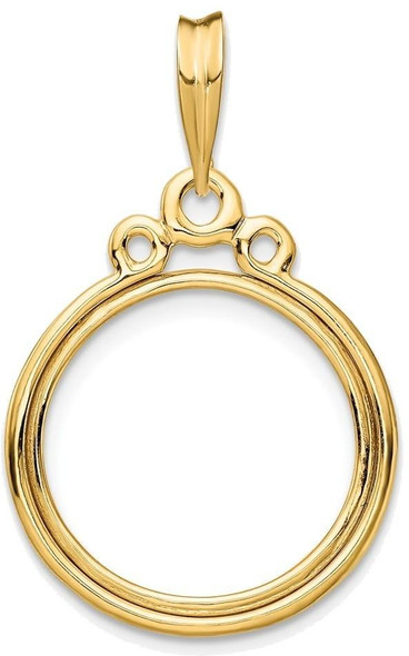 14k Yellow Gold Triple Circle Top 16.5mm Prong Coin Bezel Pendant