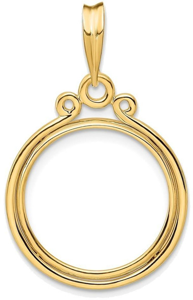 14k Yellow Gold Triple Circle Top 17.8mm Prong Coin Bezel Pendant