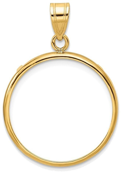 14k Yellow Gold 21.6mm Polished Prong Coin Bezel Pendant