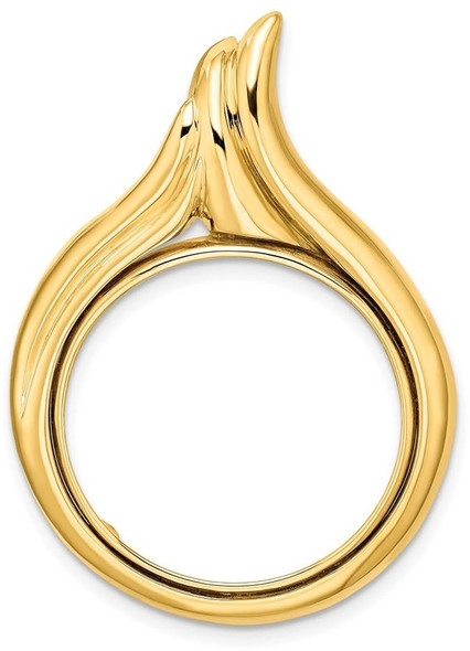 14k Yellow Gold 21.6mm Curved Teardrop Prong Coin Bezel Pendant