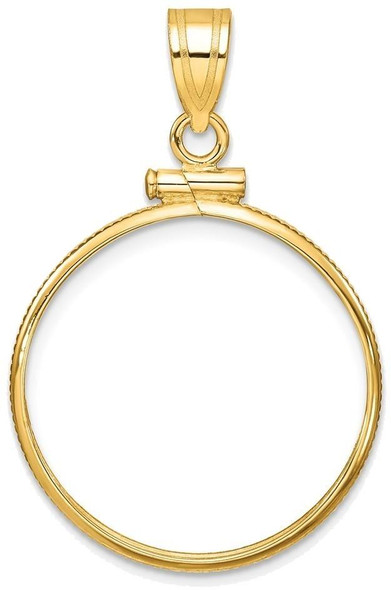 14k Polished 22.0mm x 1.9mm Screw Top Coin Bezel Pendant