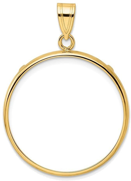 14k Yellow Gold 25.0mm Polished Prong Coin Bezel Pendant