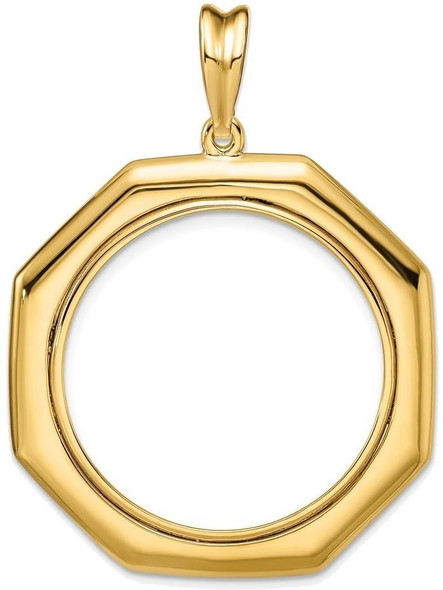 14k Yellow Gold Polished 27mm Octagonal Prong Coin Bezel Pendant