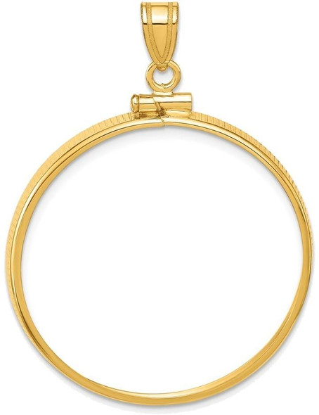 14k Yellow Gold 30mm Polished Screw Top Coin Bezel Pendant