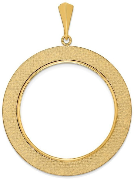 14k Yellow Gold 32.7mm Textured Prong Coin Bezel Pendant