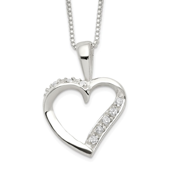 Sterling Silver CZ Heart Necklace QG2587-18