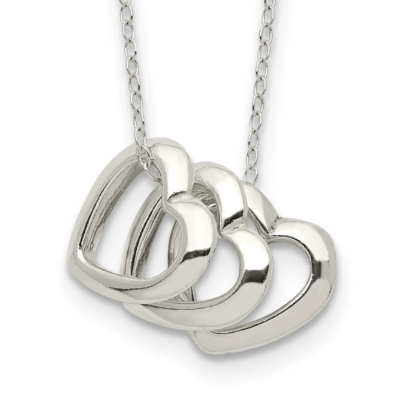 Sterling Silver Polished Fancy 3- Heart Necklace