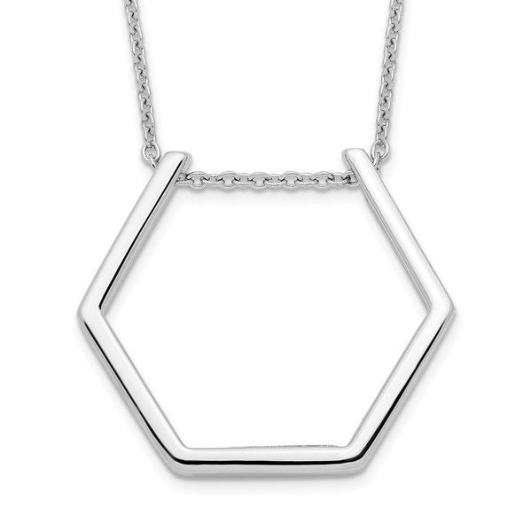 Rhodium-plated Sterling Silver Hexagon Necklace