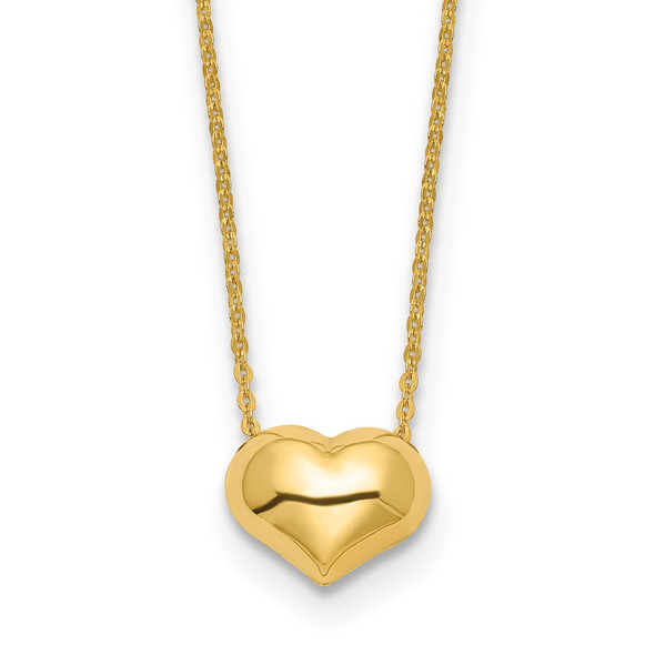 14k Yellow Gold Polished Puffed Heart 16.5in Necklace SF2871-16.5