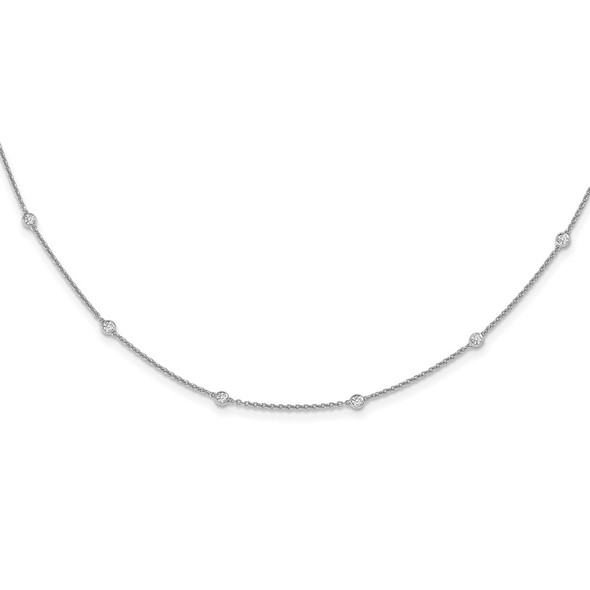 14k White Gold Diamond Station Cable Necklace PM1007-042-WA-18