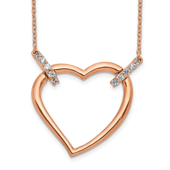 14k Rose Gold Diamond Heart 18 inch Necklace PM4366-025-RA