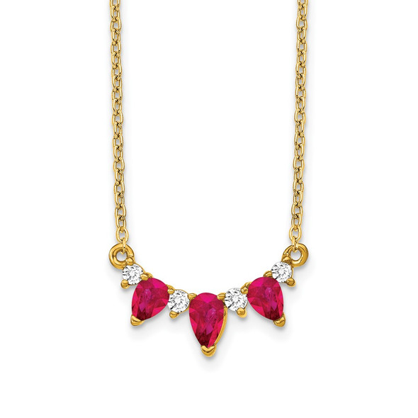 14k Yellow Gold Ruby and Diamond 18 inch Necklace PM7176-RU-012-YA