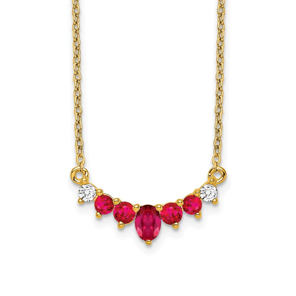 14k Yellow Gold Ruby and Diamond 18 inch Necklace PM7177-RU-007-YA