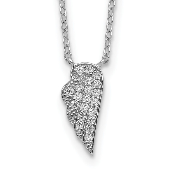 Rhodium-plated Sterling Silver CZ Wing Necklace