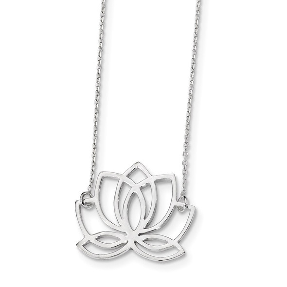 Sterling Silver Polished Lotus Flower 18 inch Necklace
