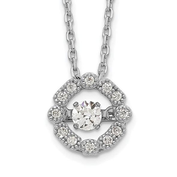 Sterling Silver Rhodium-plated Vibrant CZ w/2in Ext. Necklace