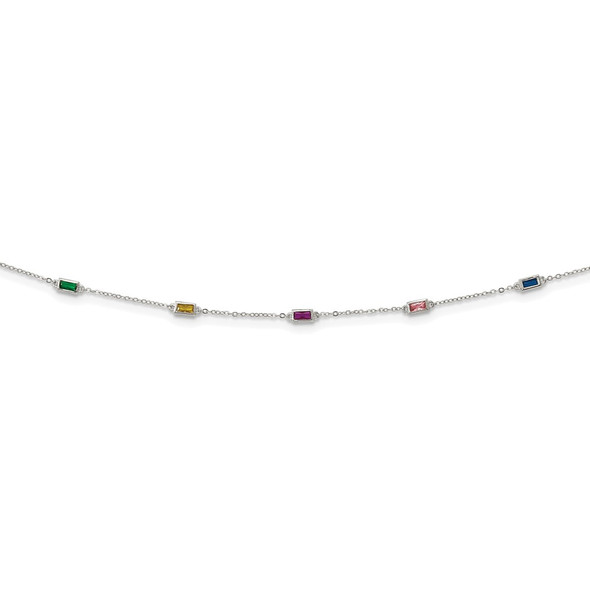 Rhodium-plated Sterling Silver Polished Multi-color CZ Necklace QG6034