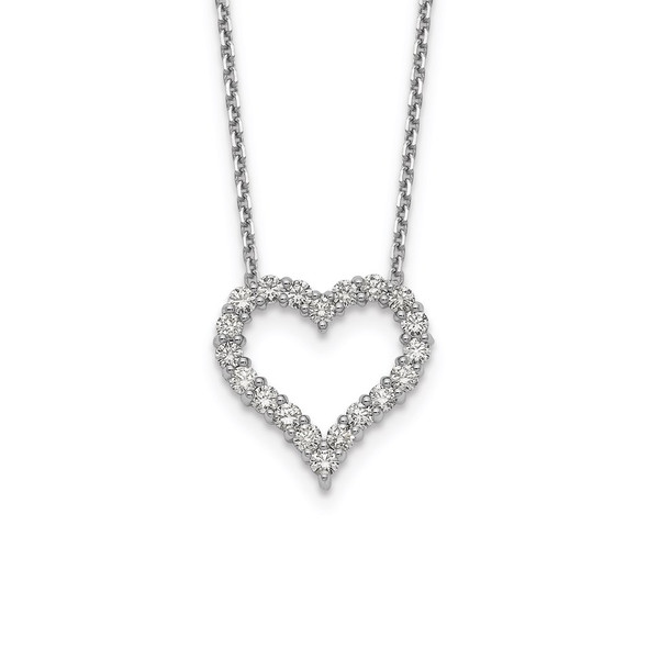 14k White Gold Diamond Heart 18 inch Necklace PM1001-100-WA