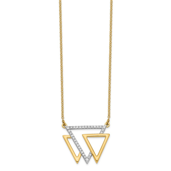 14k Yellow Gold Polished Triple Triangle Diamond 18in Necklace