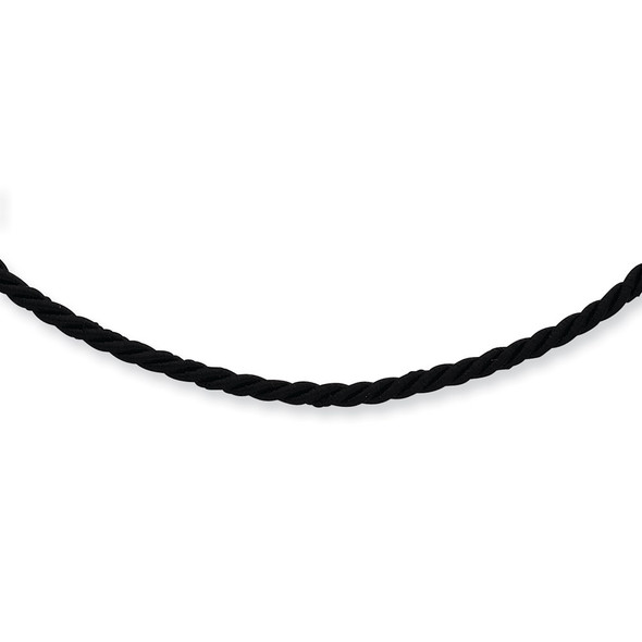 Rhodium-plated Sterling Silver 16inch Black Satin Cord Necklace