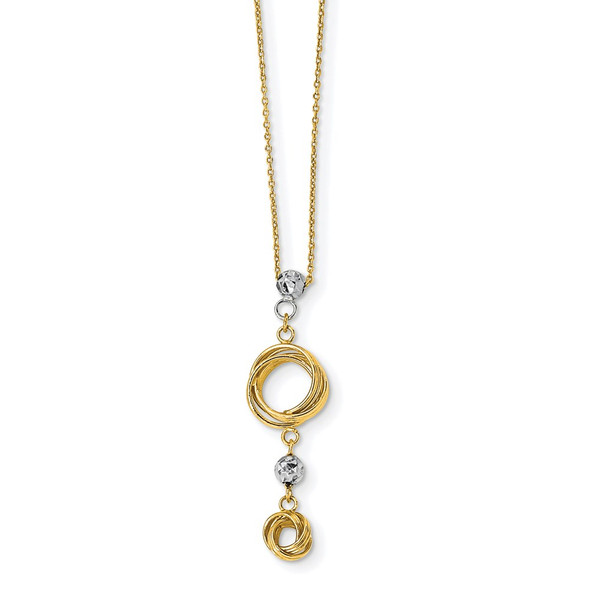 14k Two-tone Gold Diamond-cut Beads & Love Knots Necklace