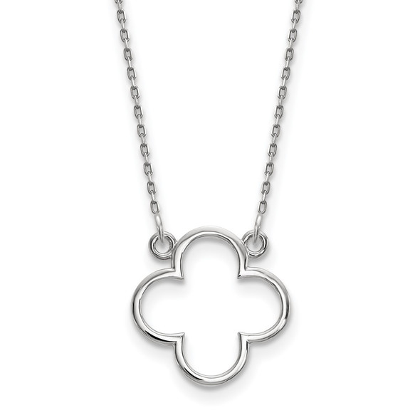 14k White Gold Small Necklace Quatrefoil Design